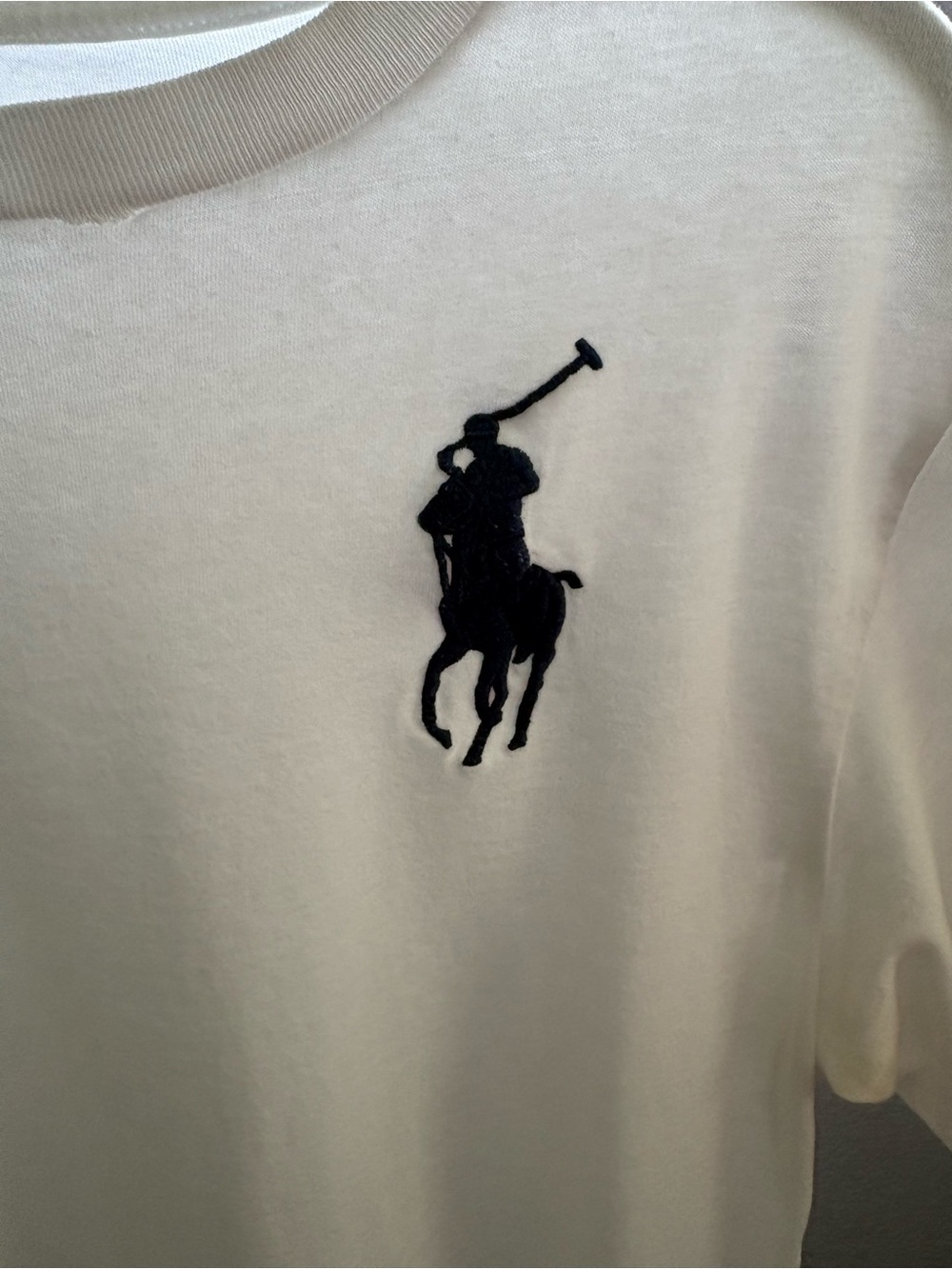 POLO RALPH LAUREN Boys sz L 14-16 White Short Sleeve Tshirt Navy Blue Big Pony - Picture 2 of 12
